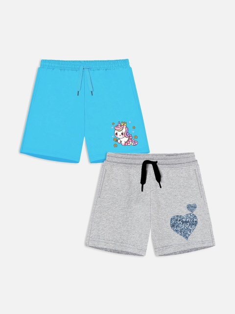 

Trampoline Girls Blue & Grey Pack of 2 Printed Cotton Shorts