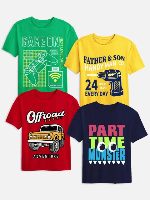 

Trampoline Boys Multicoloured Pack of 4 Printed T-shirt, Multi