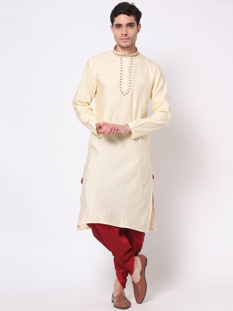 

TORO Men Cream-Coloured Thread Work Kurta