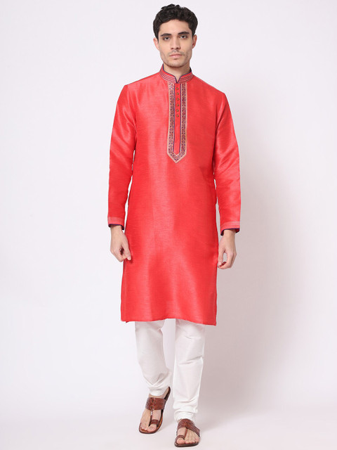 

TORO Men Red Thread Work Kurta