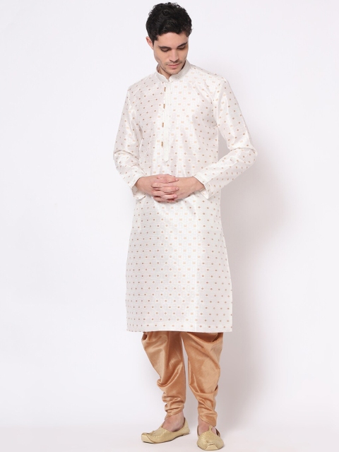 

TORO Men Cream-Coloured Quirky Striped Flared Sleeves Gotta Patti Anarkali Kurta