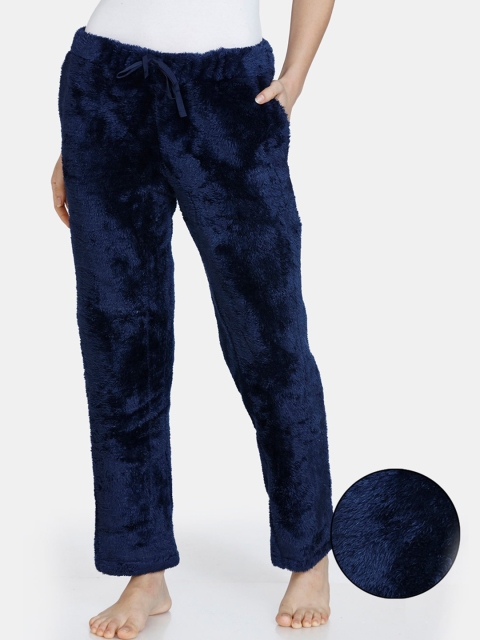 

Zivame Women Blue Solid Mid-Rise Pyjamas