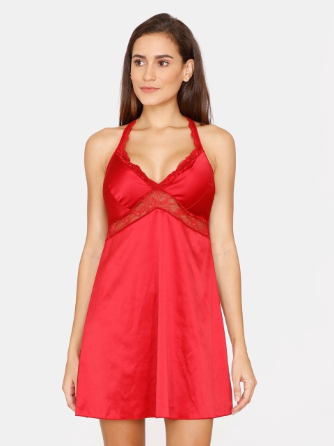 Zivame Red Solid Shoulder Strap Baby Doll