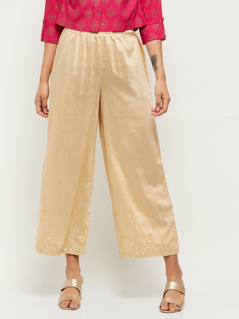 

max Women Beige Knitted Palazzos