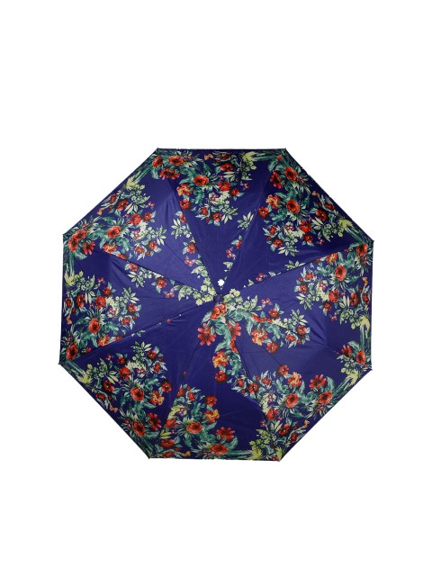 

LOOM LEGACY Navy-Blue & Red Floral Printed 3-Fold Semi-Automatic Umbrella