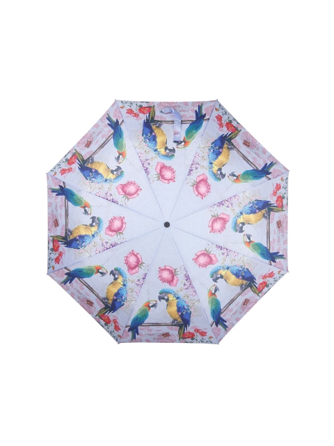 

LOOM LEGACY White & Pink Floral Printed 3-Fold Semi-Automatic Umbrella