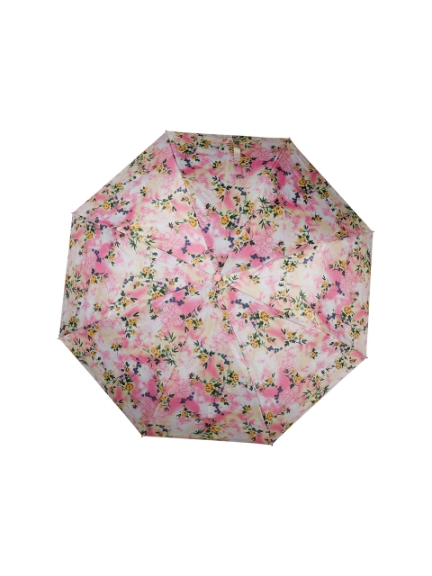 

LOOM LEGACY Pink & yellow Floral Printed 3-Fold Umbrella