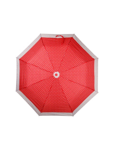 

LOOM LEGACY Unisex Red & White Polka Dot Printed 3-Fold Umbrella