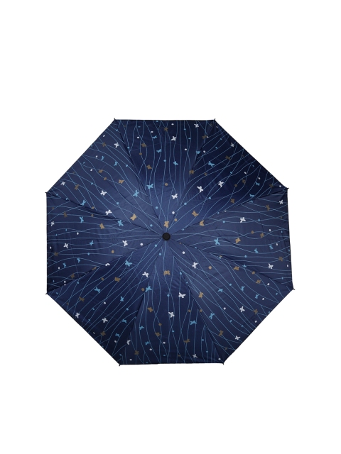 

LOOM LEGACY Navy-Blue & White Floral Printed 3-Fold Umbrella