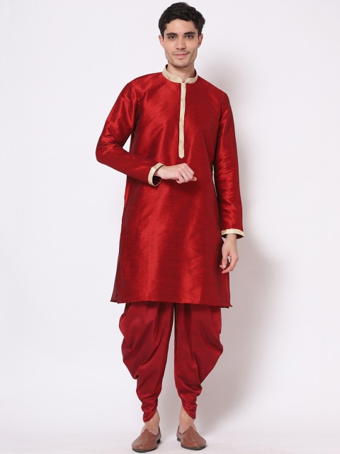 

TORO Men Maroon Colourblocked Kurta