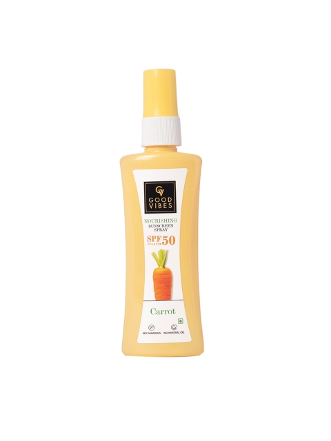 

Good Vibes Carrot SPF 50 Nourishing Sunscreen Spray - 100 ml, Mustard