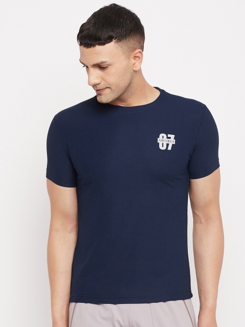 

FirstKrush Men Navy Blue & White Typography Applique T-shirt
