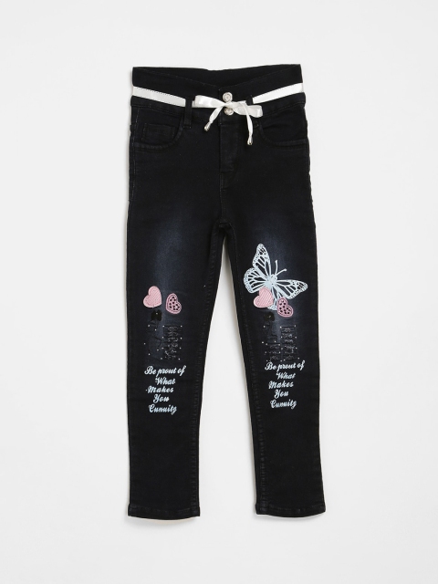 

V2 Value & Variety Girls Black Slash Knee Jeans