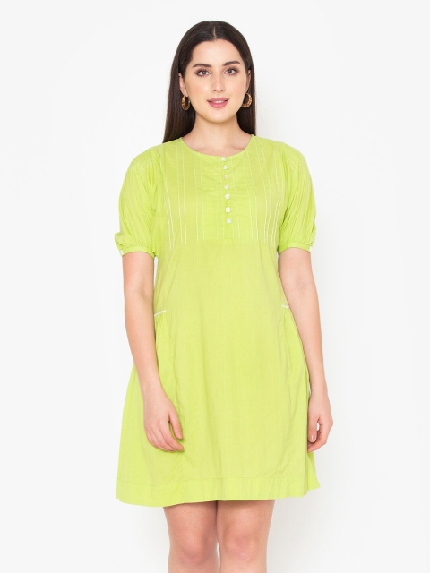 

Ekmatra Women Green Cotton Dress