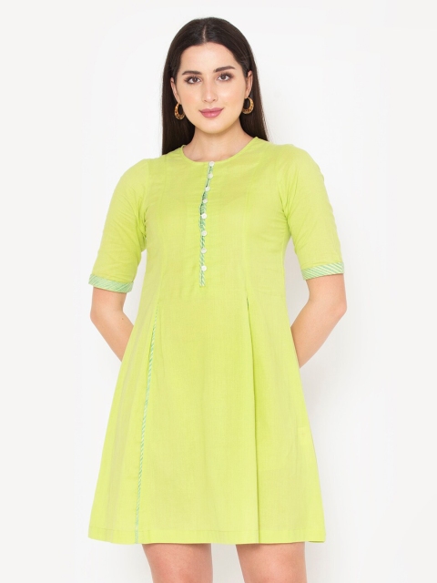 

Ekmatra Green A-Line Pure Cotton Dress
