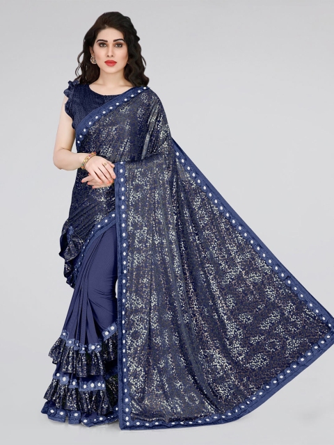

Mirchi Fashion Navy Blue Embellished Mirror Work Saree