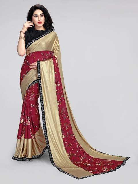 

Mirchi Fashion Maroon & Gold-Toned Floral Bagh Saree