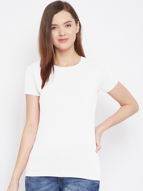 

FRENCH FLEXIOUS Women White Solid Lounge Tshirts