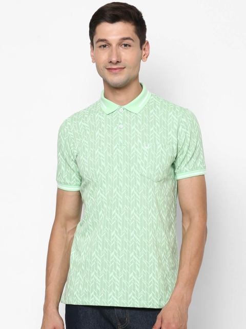 

Allen Solly Men Green Floral Polo Collar Pure Cotton Raw Edge T-shirt