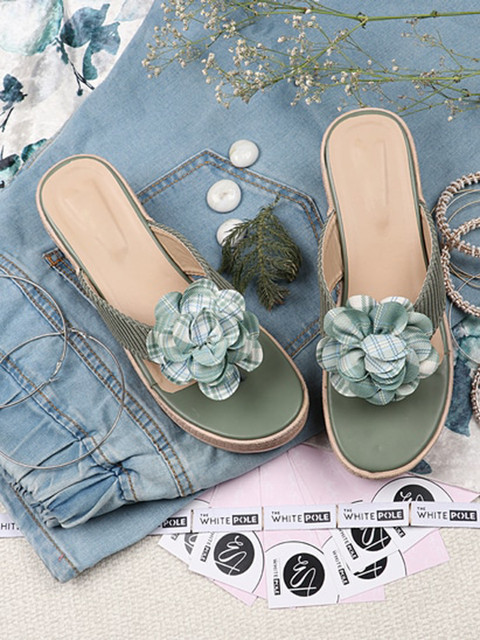 

THE WHITE POLE Green Party Wedge Sandals
