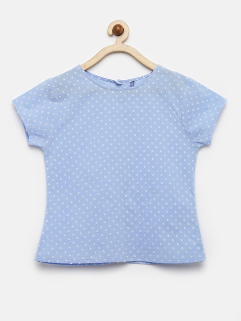

YK Girls Blue Self-design Top