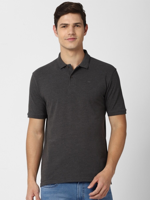 

Peter England Casuals Men Charcoal Polo Collar T-shirt