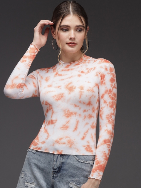 

Darzi White & Orange Tie and Dye Top