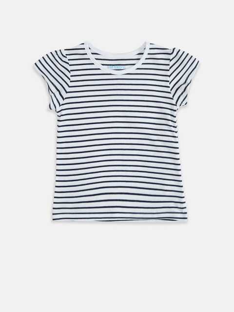 

Pantaloons Baby Girls Navy Blue & White Striped T-shirt