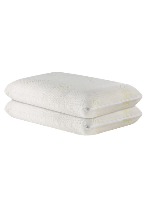 

The White Willow Set Of 2 Green Solid Cooling Gel Memory Foam Thin Bed Pillows