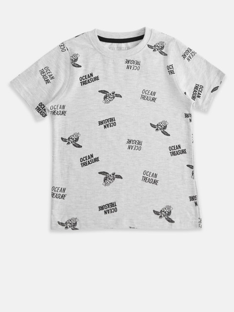 

Pantaloons Junior Boys Grey Melange Printed T-shirt