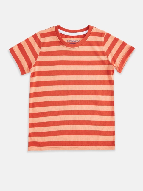 

Pantaloons Junior Boys Red Striped V-Neck T-shirt