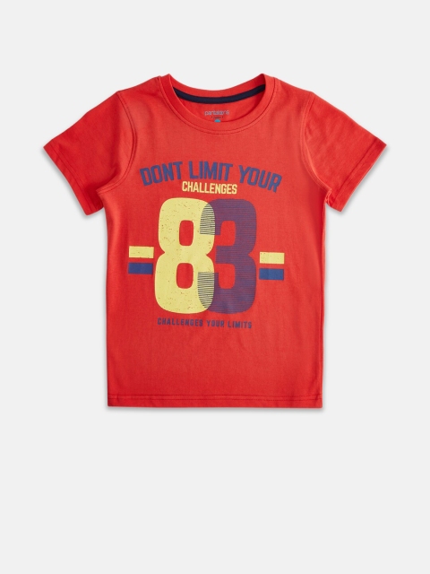 

Pantaloons Junior Boys Red Printed Applique T-shirt
