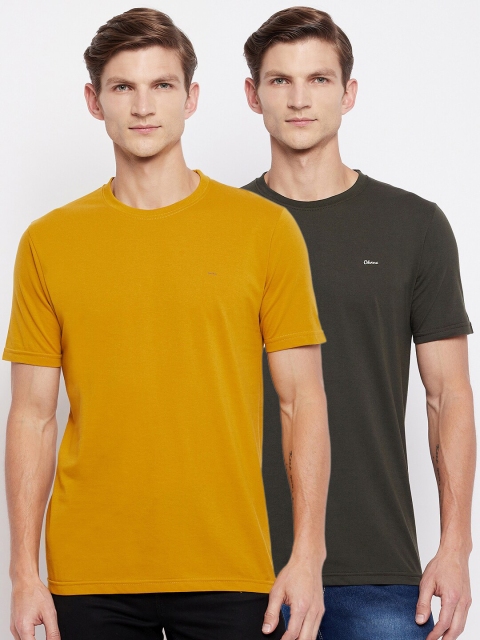 

Okane Men Pack of 2 Mustard Yellow & Olive Green T-shirts