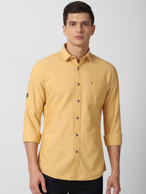 

VAN HEUSEN DENIM LABS Men Yellow Slim Fit Casual Shirt