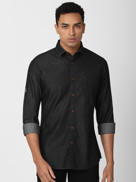 

VAN HEUSEN DENIM LABS Men Black Slim Fit Pure Cotton Casual Shirt