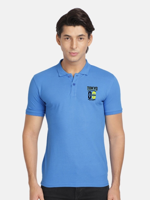 

BLACK RADIO Men Blue Polo Collar T-shirt