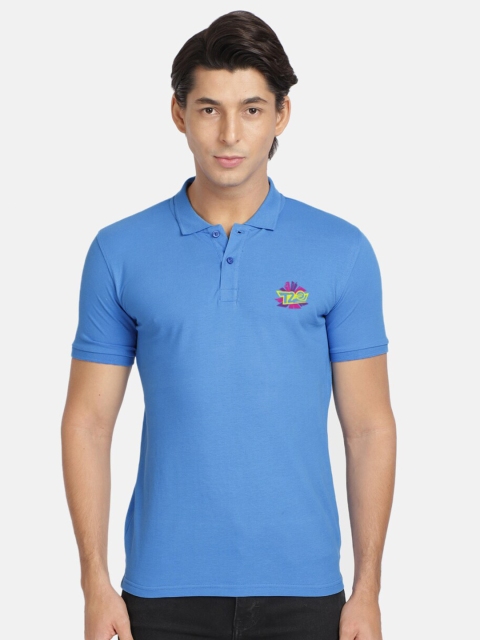 

BLACK RADIO Men Blue Polo Collar T-shirt