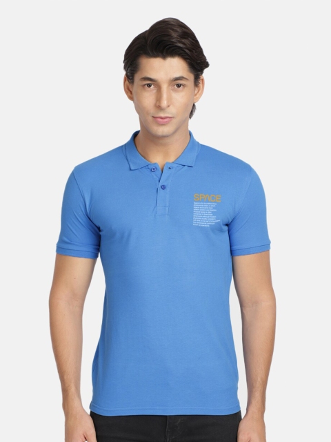 

BLACK RADIO Men Blue Polo Collar T-shirt