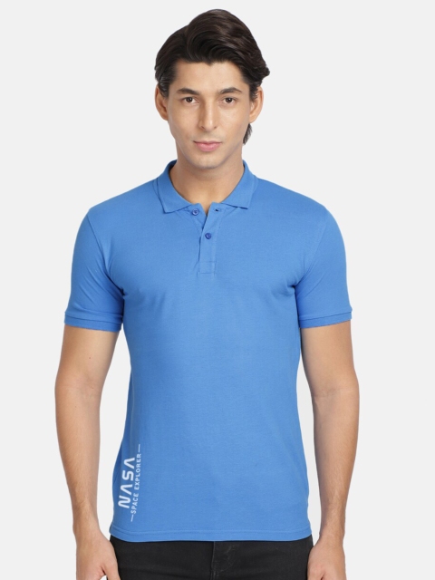 

BLACK RADIO Men Blue Polo Collar T-shirt
