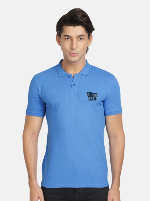 

BLACK RADIO Men Blue Polo Collar T-shirt