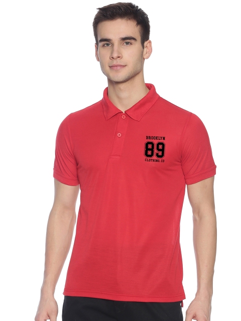 

BLACK RADIO Men Red Polo Collar T-shirt