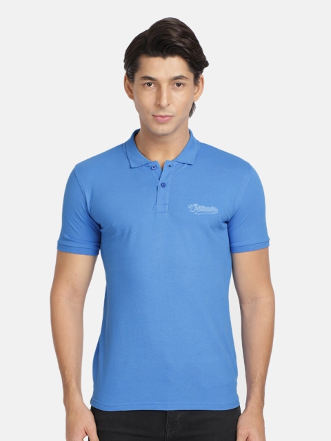 

BLACK RADIO Men Blue Polo Collar Cotton T-shirt