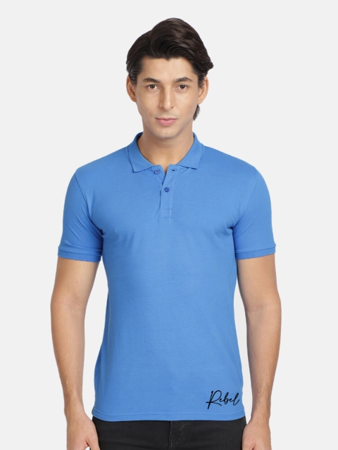 

BLACK RADIO Men Blue Polo Collar Cotton T-shirt