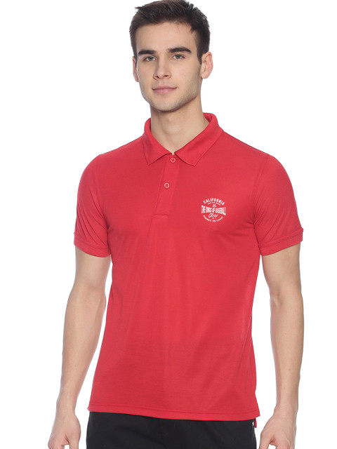 

BLACK RADIO Men Red Polo Collar T-shirt
