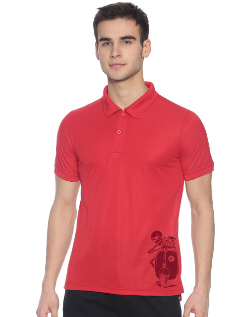

BLACK RADIO Men Red Polo Collar T-shirt