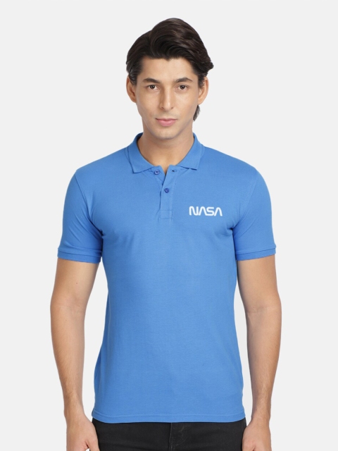 

BLACK RADIO Men Blue Polo Collar Cotton T-shirt