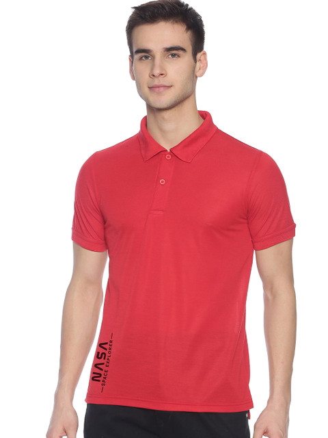 

BLACK RADIO Men Red High Neck T-shirt