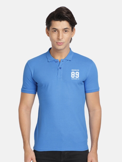 

BLACK RADIO Men Blue Polo Collar T-shirt