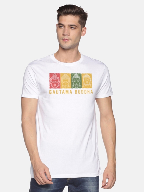 

BLACK RADIO Men White Typography Printed Slim Fit T-shirt