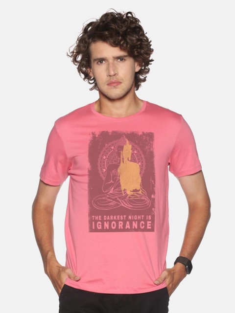 BLACK RADIO Men Pink Printed Slim Fit T-shirt